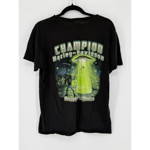 Harley-Davidson VTG Roswell New Mexico Alien UFO Womens T-Shirt Black Medium